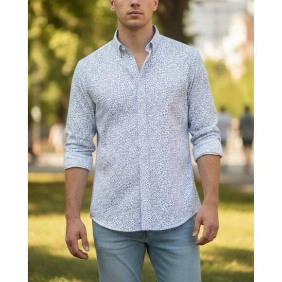 Apt. 9 Mens Premier Flex No Iron Small Floral Print Dress Shirt - Picture 1 of 5